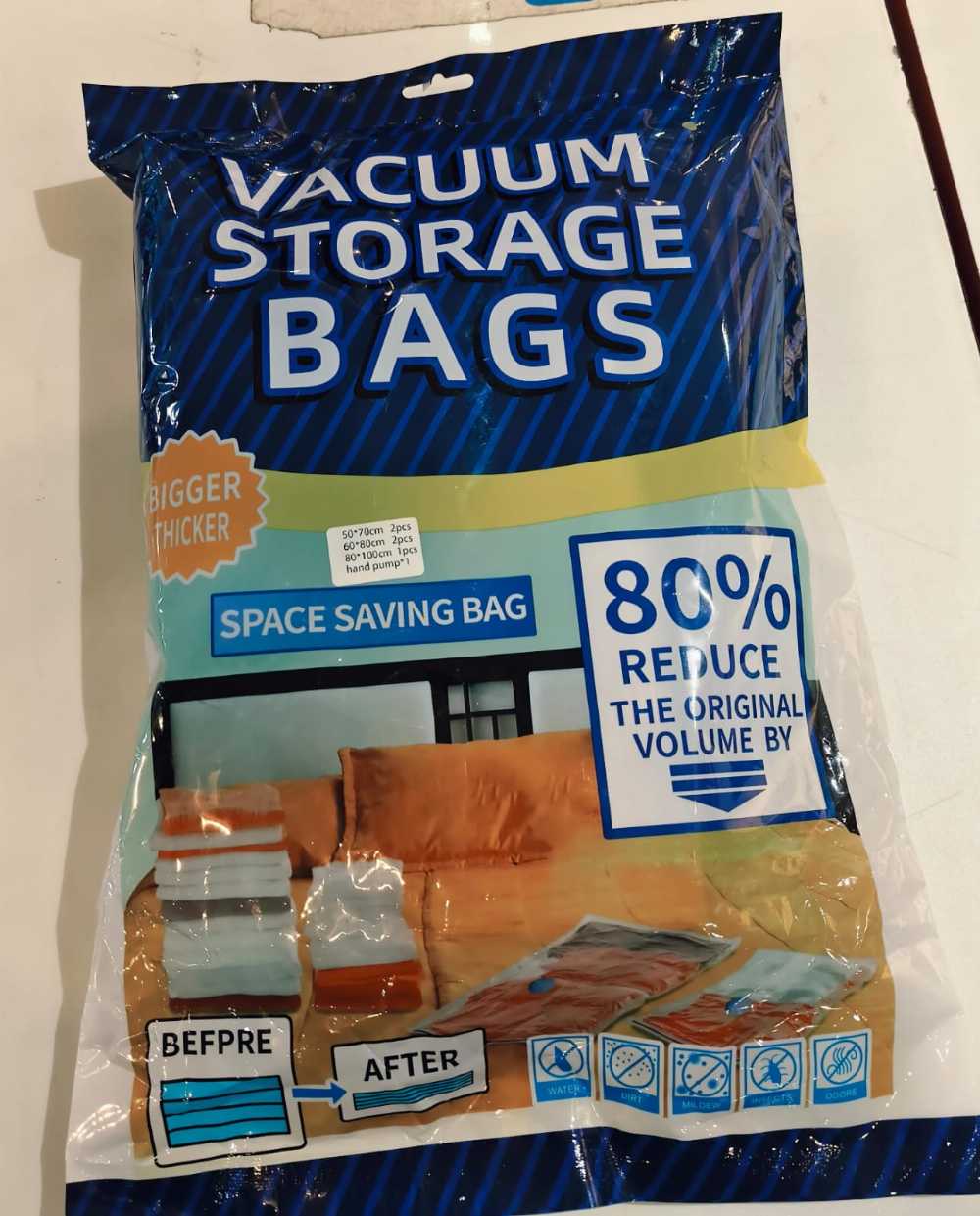 Vacuum Storage Bags Set (5 Bags + 1 Pump) – Space Saving Compression Bags
